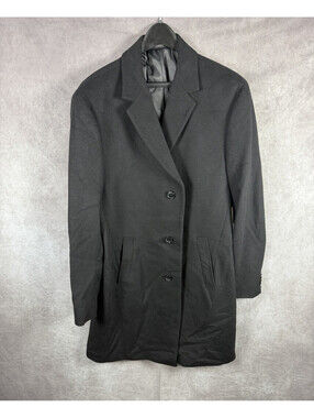 Reaction Kenneth Cole Raburn Overcoat Men's 42L Black Wool